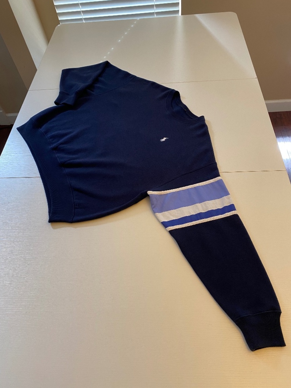 Polo Ralph Lauren Oversized Navy Back-Logo Stripe Sleeve Sweatshirt Size Large